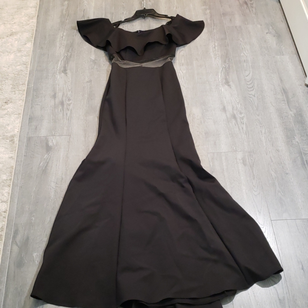 Jovani new #49926 Black Scuba Off Shoulder Ruffle - Picture 6 of 8